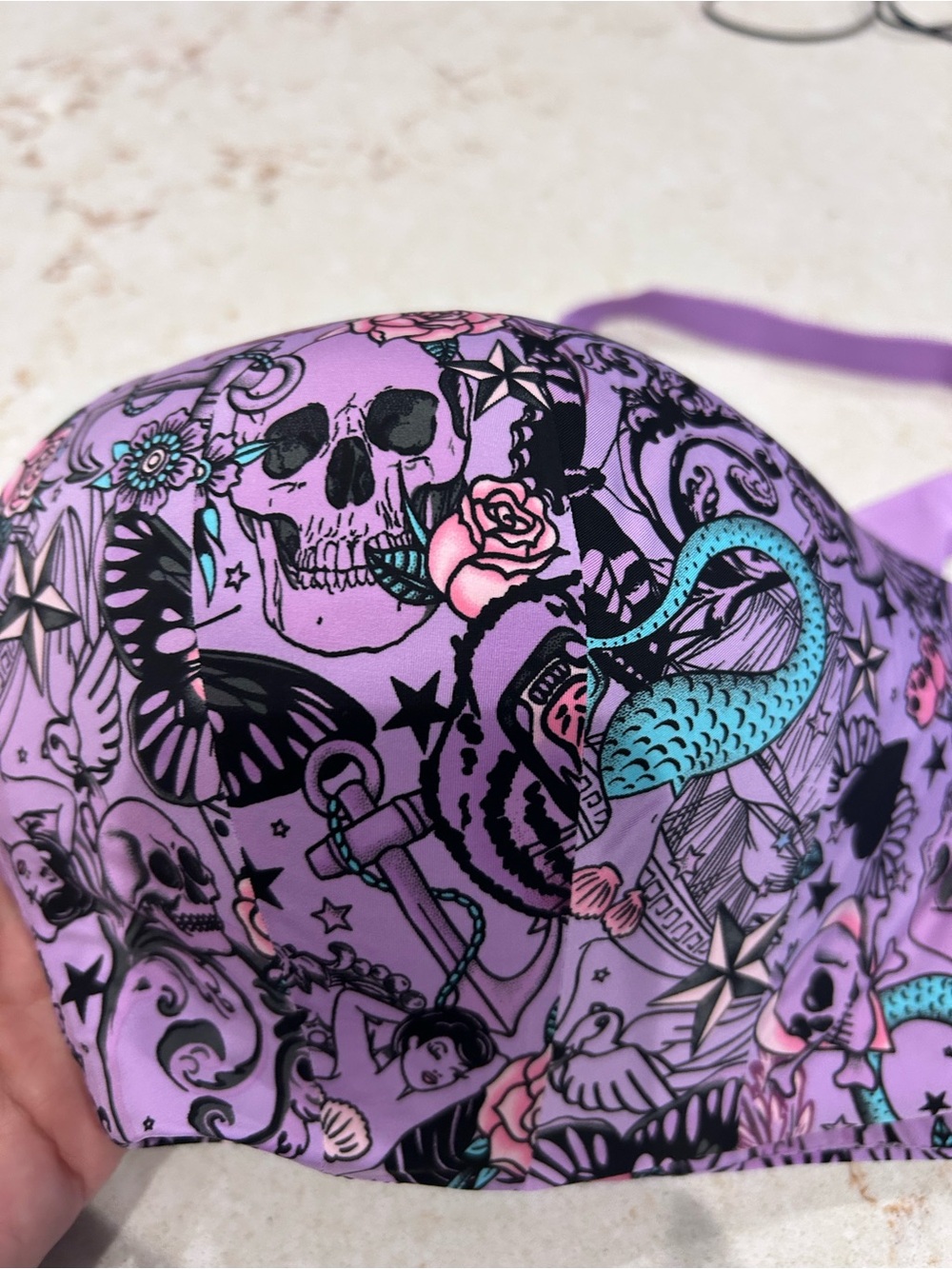 NWT torrid Purple Skull & Mermaid wireless lightly lined bra